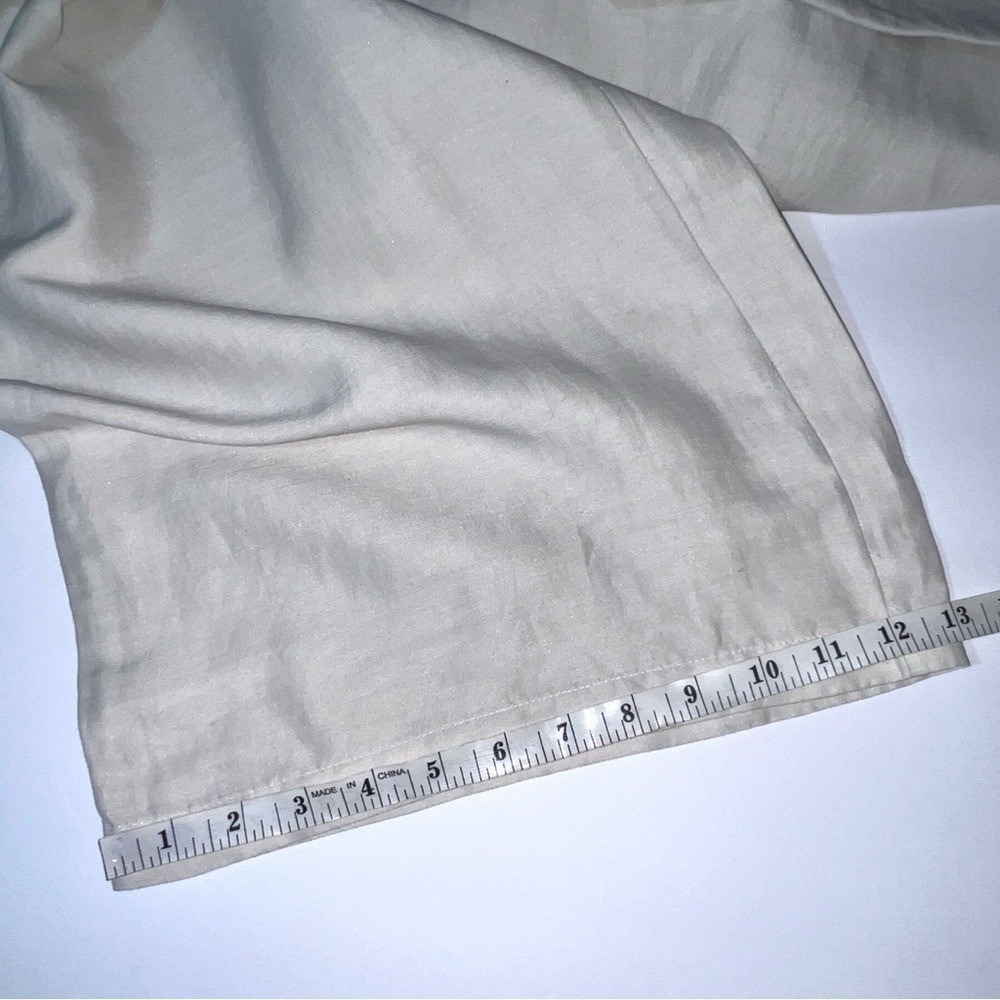 Eileen Fisher Ivory Linen Silk Woman Cropped Pants Size Large Side Zip Wide Leg - Picture 11 of 14